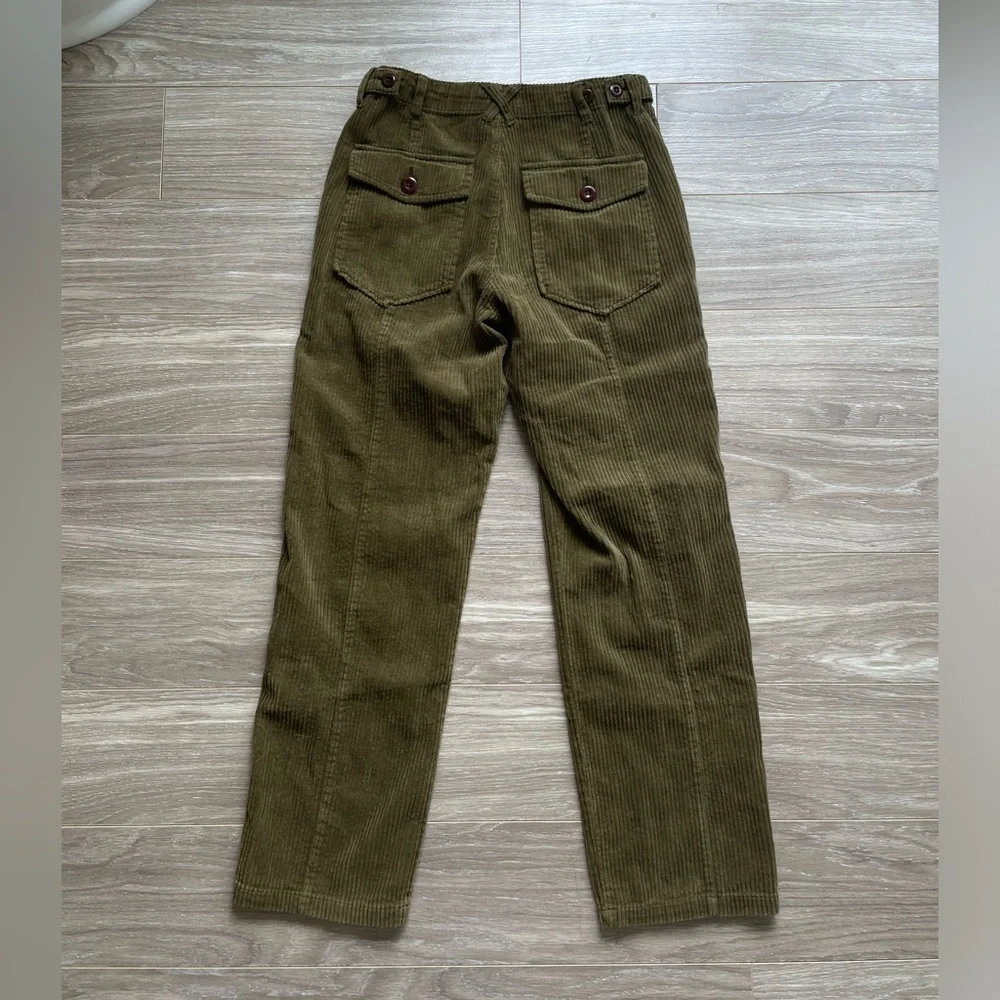 NWT Alex Mill Women’s Neil Straight Leg Pant Corduroy Sz 2 Green 100% Cotton - Picture 11 of 14